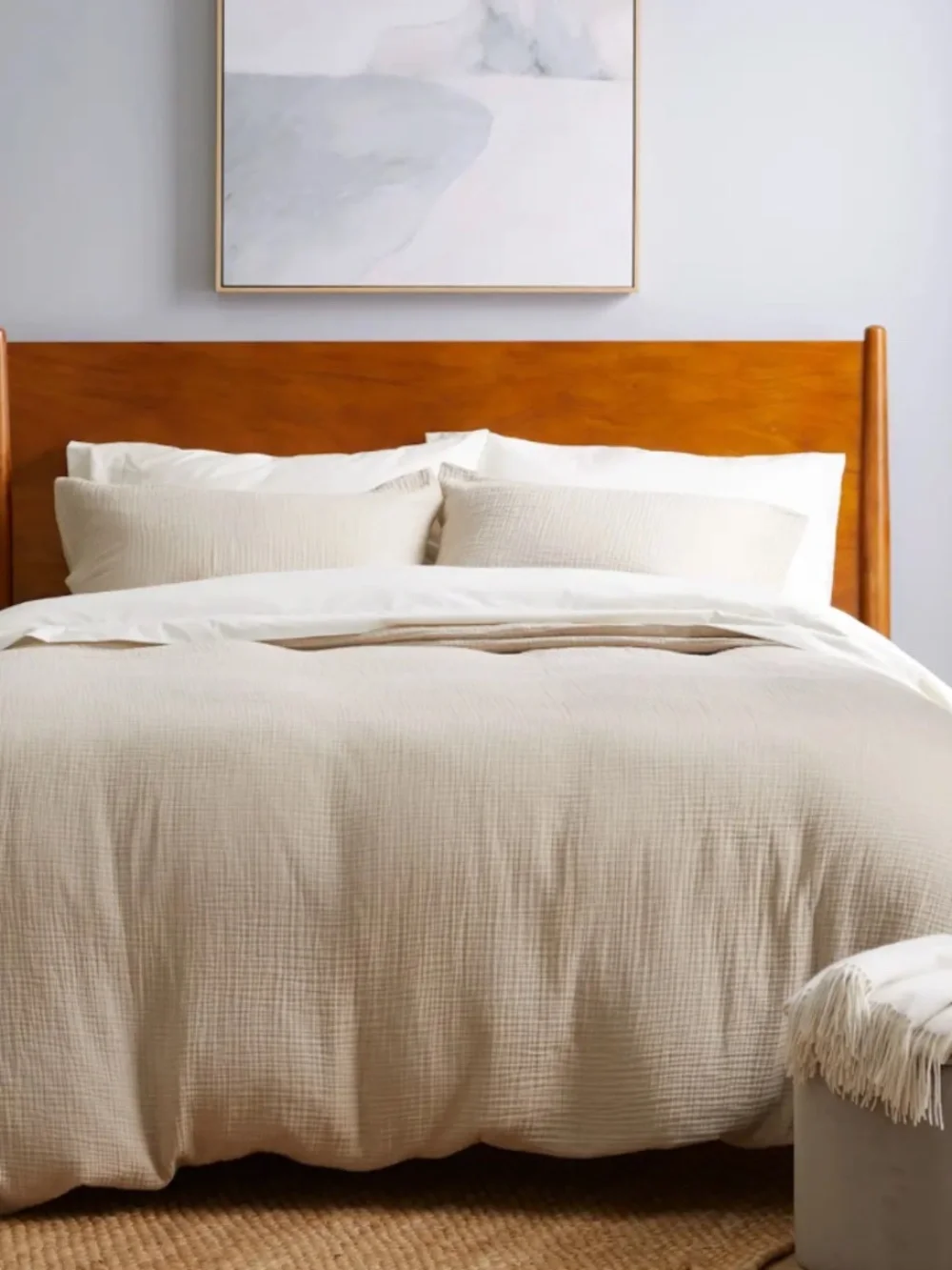 Organic Cotton Airy Gauze Duvet Cover set with shams Full/Queen Dune Tan